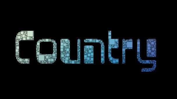 Country Music Pixelated Text Changing Looping Boxes Glitch Effect — Stock video
