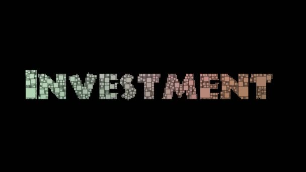 Investment Trust Pixelated Tekst Zmiana Pętli Pikseli Efektem Usterki — Wideo stockowe