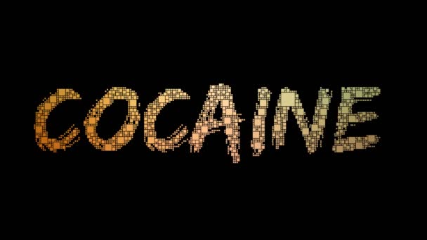 Boîte Boucles Morphing Texte Pixélisé Dépendance Cocaïne Avec Effet Glitch — Video