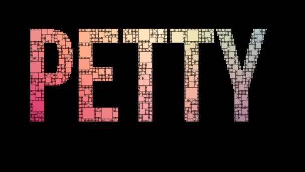 Petty Cash Pixelated Tekst Samenvoegen Looping Pixels Met Glitch Effect — Stockvideo