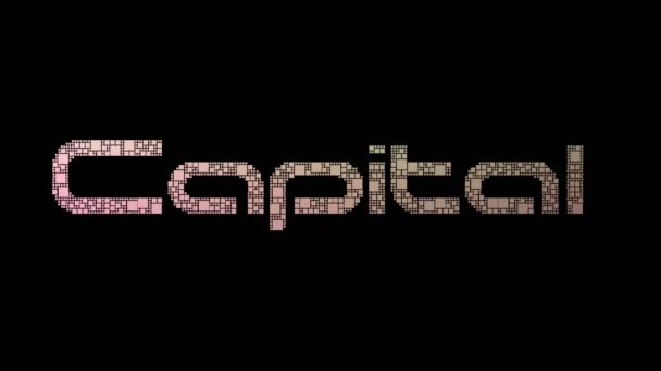 Capital Gains Pixelated Text Morphing Looping Pixels Glitch Effect — Stock Video