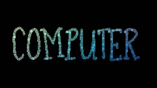 Computer Code Verpixelt Text Transformation Von Schleifenquadraten Mit Glitch Effekt — Stockvideo
