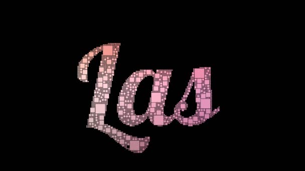 Las Vegas Pixelated Text Merging Looping Pixels Efektem Usterki — Wideo stockowe