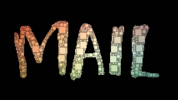 Mail Out Pixelated Text Morphing Cuadrados Bucle Con Efecto Fallo — Vídeo de stock