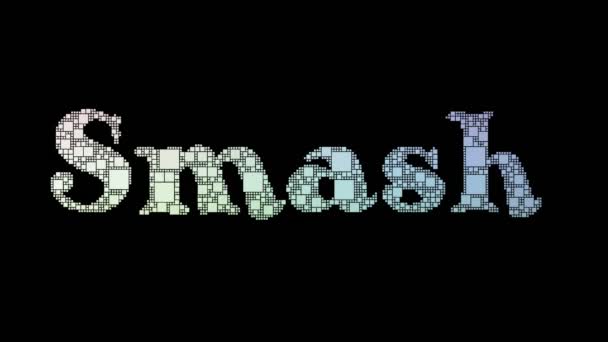 Smash Hit Pixelated Text Warping Looping Grid Med Glitch Effect — Stockvideo