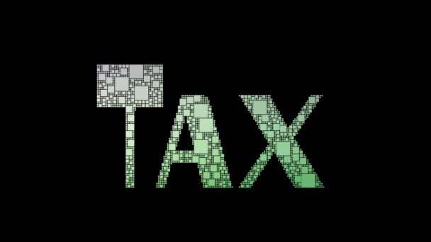 Tax Avoidance Pixelated Text Transforming Looping Boxes Glitch Effect — Stock Video