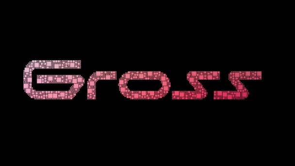 Bruto Omzet Pixelated Text Morphing Looping Squares Met Glitch Effect — Stockvideo