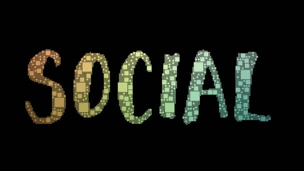 Social Phobia Pixelated Text Morphing Looping Pixels Met Glitch Effect — Stockvideo
