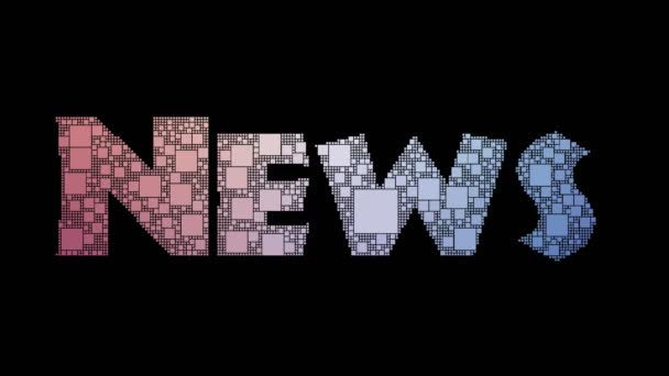 News Agency Pixelated Text Warping Looping Boxes Glitch Effect — Stock Video