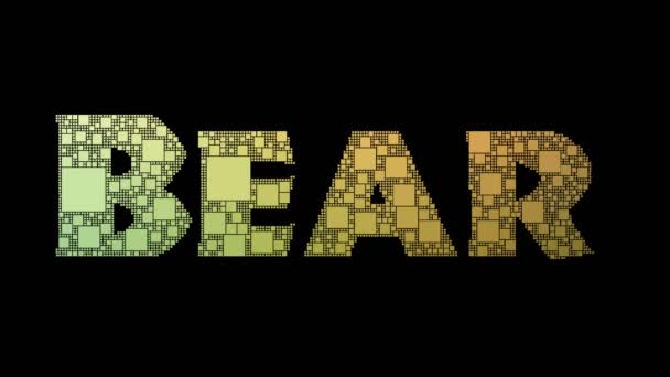 Teks Pixelated Pasar Beruang Mengubah Pixel Looping Dengan Efek Glitch — Stok Video
