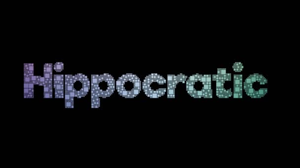 Hippocratische Eed Pixelated Text Changing Looping Boxes Met Glitch Effect — Stockvideo