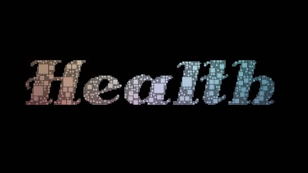 Health Check Pixelated Text Transforming Looping Pixels Glitch Effect — Stock Video