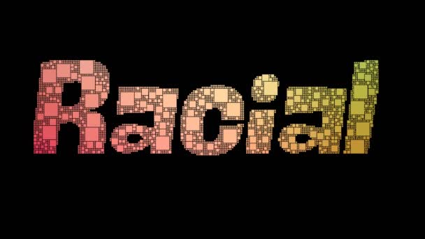 Discriminação Racial Texto Pixelado Warping Looping Squares Com Efeito Falha — Vídeo de Stock