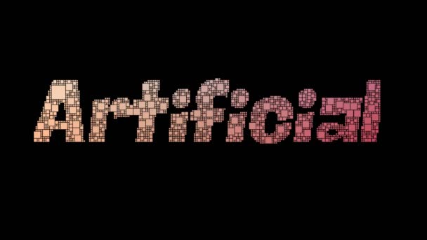 Inteligencia Artificial Pixelated Text Morphing Looping Grid Glitch Effect — Vídeos de Stock