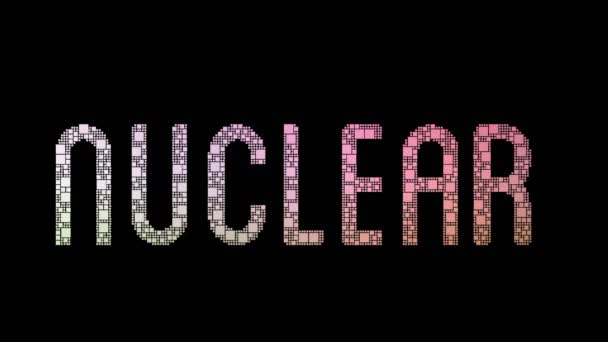 Fusão Nuclear Pixelado Texto Warping Looping Grid Com Efeito Falha — Vídeo de Stock
