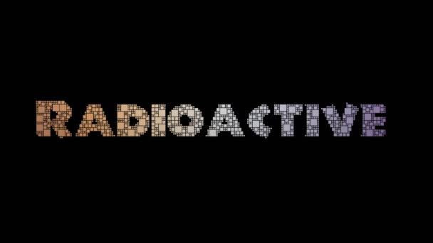 放射性物質グリッチ効果を有するピクセル化テキストモーフィングループグリッド — ストック動画