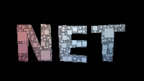 Netto Inkomen Pixelated Tekst Samenvoegen Looping Grid Met Glitch Effect — Stockvideo