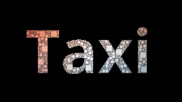 Taxi Stand Pixelated Text Transforming Looping Boxes Met Glitch Effect — Stockvideo