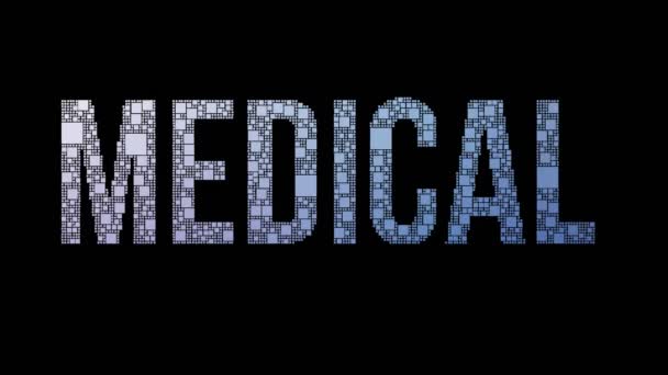 医学生のピクセル化テキストグリッチ効果のあるループボックスのモーフィング — ストック動画
