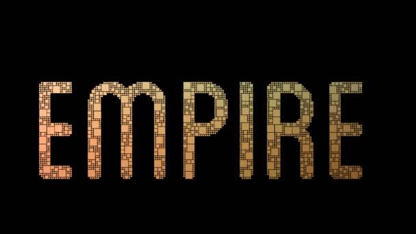 Empire State Pixelated Text Morphing Pixeles Bucle Con Efecto Fallo — Vídeos de Stock