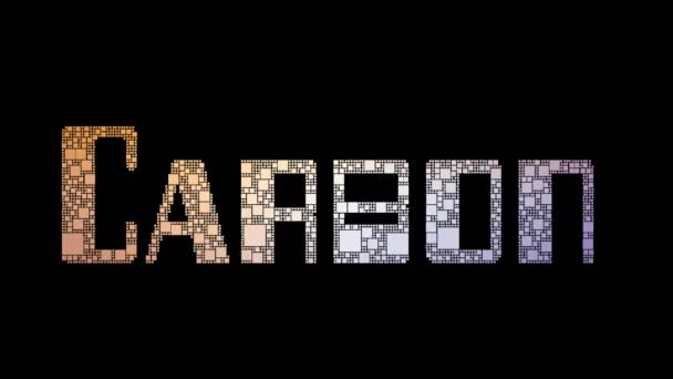 Nanotube Carbono Pixelated Text Morphing Looping Cuadrados Con Efecto Fallo — Vídeo de stock