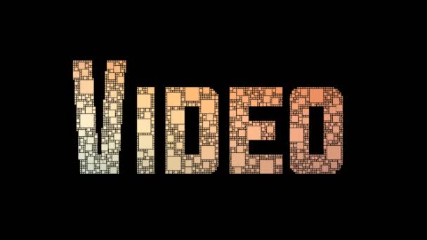 Video Spel Pixelated Text Sammanslagning Looping Rutor Med Glitch Effect — Stockvideo