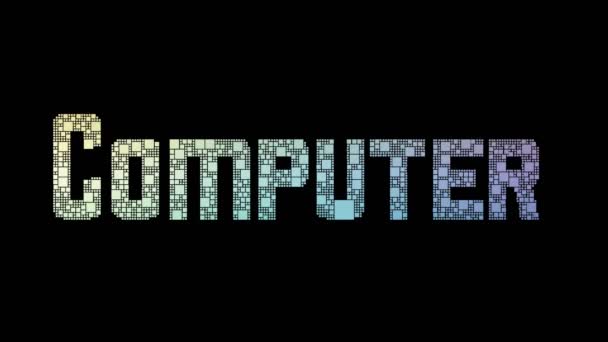 Προγραμματισμός Υπολογιστών Pixelated Κείμενο Που Μετατρέπει Εικονοστοιχεία Αργαλειού Εφέ Λάμψης — Αρχείο Βίντεο