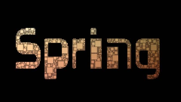 Venta Primavera Pixelated Text Transformando Cuadrados Bucle Con Efecto Fallo — Vídeo de stock