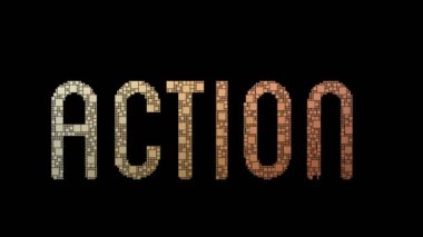 Eylem Yeniden Oynatma Pixelated Metin Büküm Döndürme Kutuları Arıza Efekti