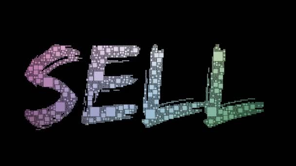 Sell Short Pixelated Text Changing Looping Squares Glitch Effect — Stock Video