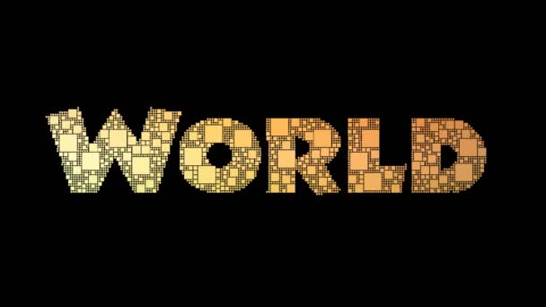 Récord Mundial Pixelated Text Morphing Looping Grid Con Efecto Fallo — Vídeos de Stock