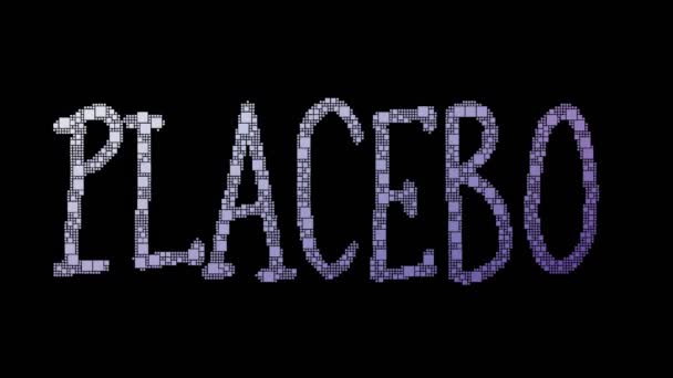 Efecto Placebo Pixelated Text Cambiando Cuadrícula Bucle Con Efecto Fallo — Vídeos de Stock