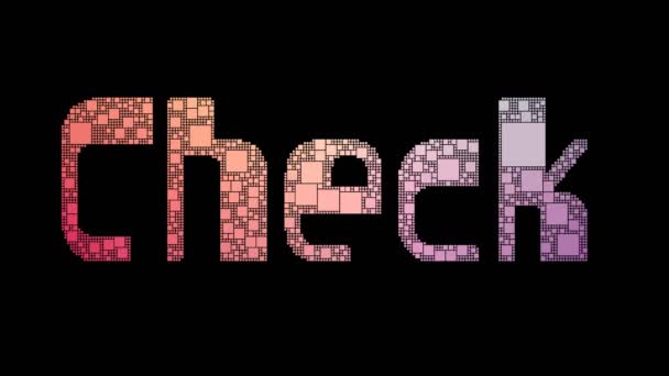 Verificați Pixelated Text Transformarea Pixeli Looping Efect Glitch — Videoclip de stoc