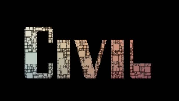 Civil Engineering Pixelated Text Changing Looping Grid Glitch Effect — Stock Video