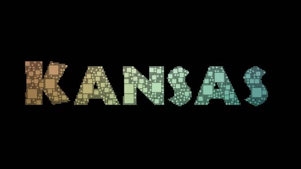 Kansas City Pixelated Pixeles Deformación Texto Con Efecto Fallo — Vídeos de Stock