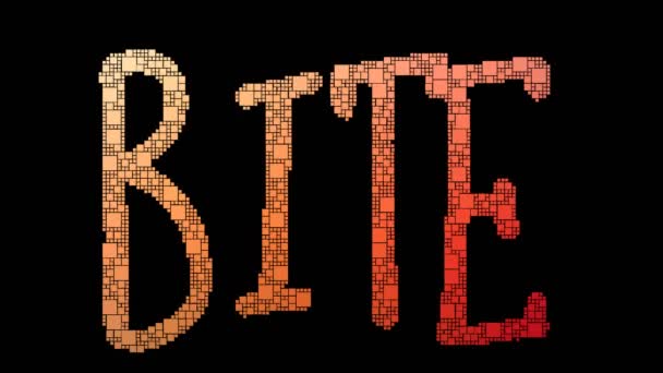 Bite Back Pixelated Text Morphing Looping Grid Glitch Effect — Stock Video