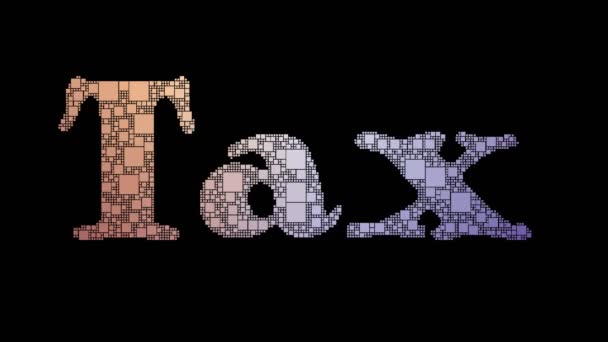 Sistema Tributario Pixelated Text Fusión Cajas Bucle Con Efecto Fallo — Vídeos de Stock