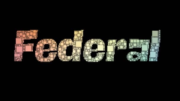 Federal District Pixelated Text Transforming Looping Lådor Med Glitch Effect — Stockvideo