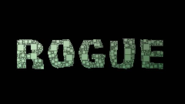 Rogue State Pixelated Text Transformando Cuadrícula Bucle Con Efecto Fallo — Vídeo de stock