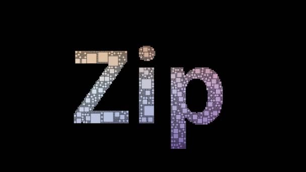 Código Zip Pixelado Texto Morphing Looping Pixels Com Efeito Falha — Vídeo de Stock