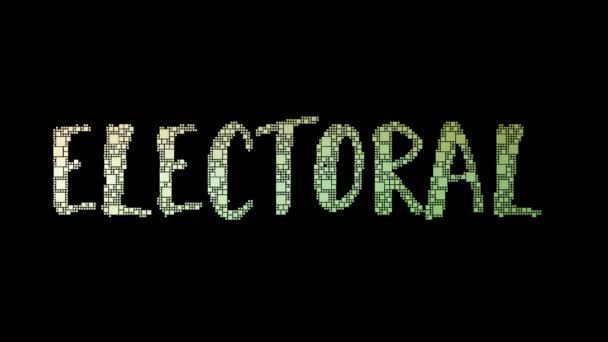 Electoral College Pixelated Text Transforming Looping Grid Met Glitch Effect — Stockvideo