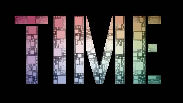 Time Pixelated Tekst Samenvoegen Looping Pixels Met Glitch Effect — Stockvideo