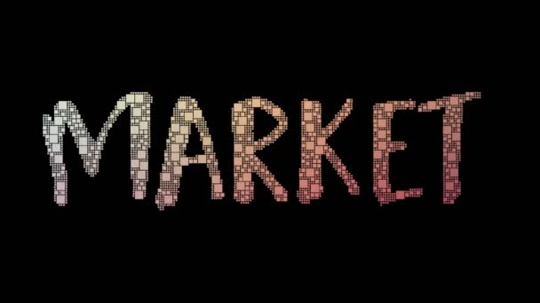 Market Share Pixelado Texto Morphing Looping Pixels Com Efeito Falha — Vídeo de Stock