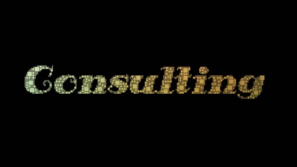 Consulting Company Pixelated Text Morphing Looping Squares Glitch Effect — Stock Video
