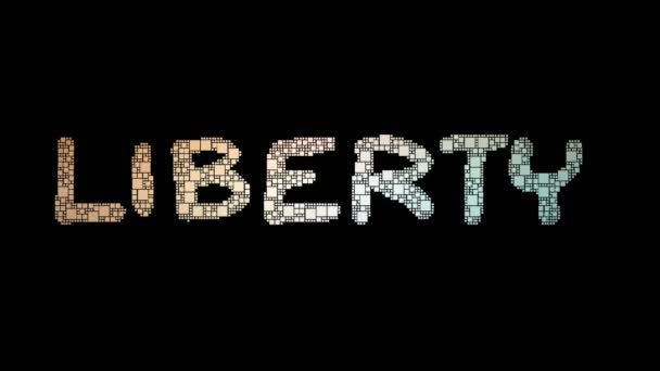 Liberty Islandピクセル化テキストグリッチエフェクトを使用したループグリッドの変換 — ストック動画