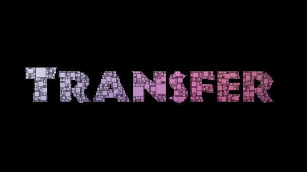 Transfer Fee Pixelated Text Changing Looping Boxes Glitch Effect — Stock Video