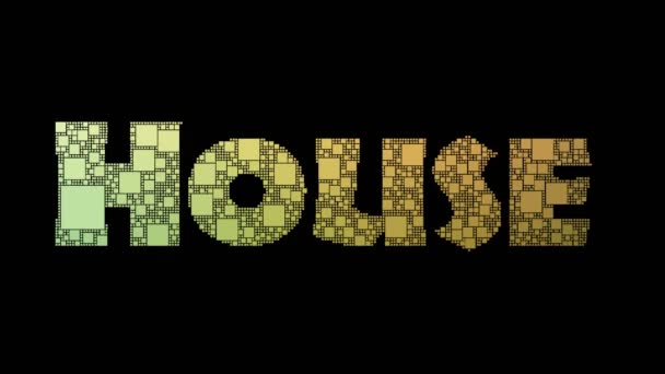 House Party Pixelated Text Transforming Looping Squares Glitch Effect — Stock video