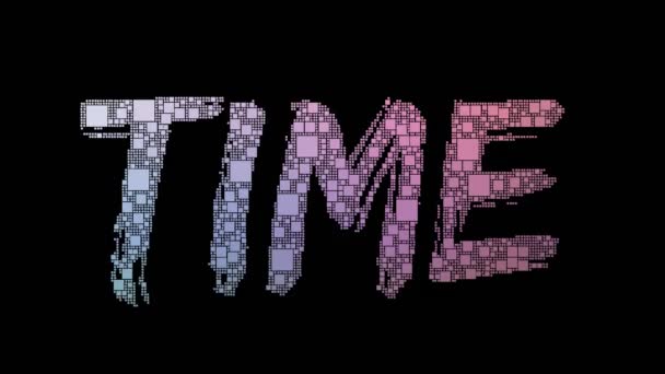 Time Loan Pixelated Text Warping Looping Pixels Glitch Effect — Stock Video