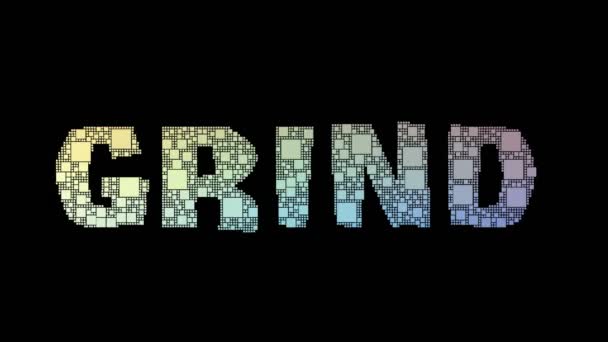 Grind Out Pixelated Text Transforming Looping Boxes Met Glitch Effect — Stockvideo