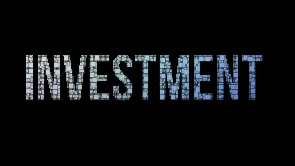 Investment Banker Pixelated Text Morphing Looping Lådor Med Glimt Effekt — Stockvideo